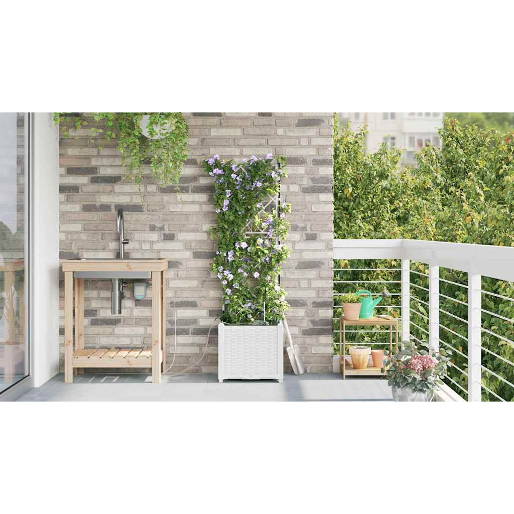 Vaso da giardino Bianco 40 x 40 x 142 cm PP