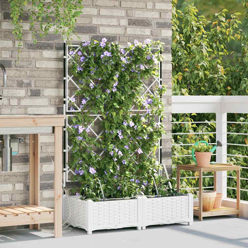 Vaso da giardino 2 pz Bianco 80 x 40 x 126 cm PP