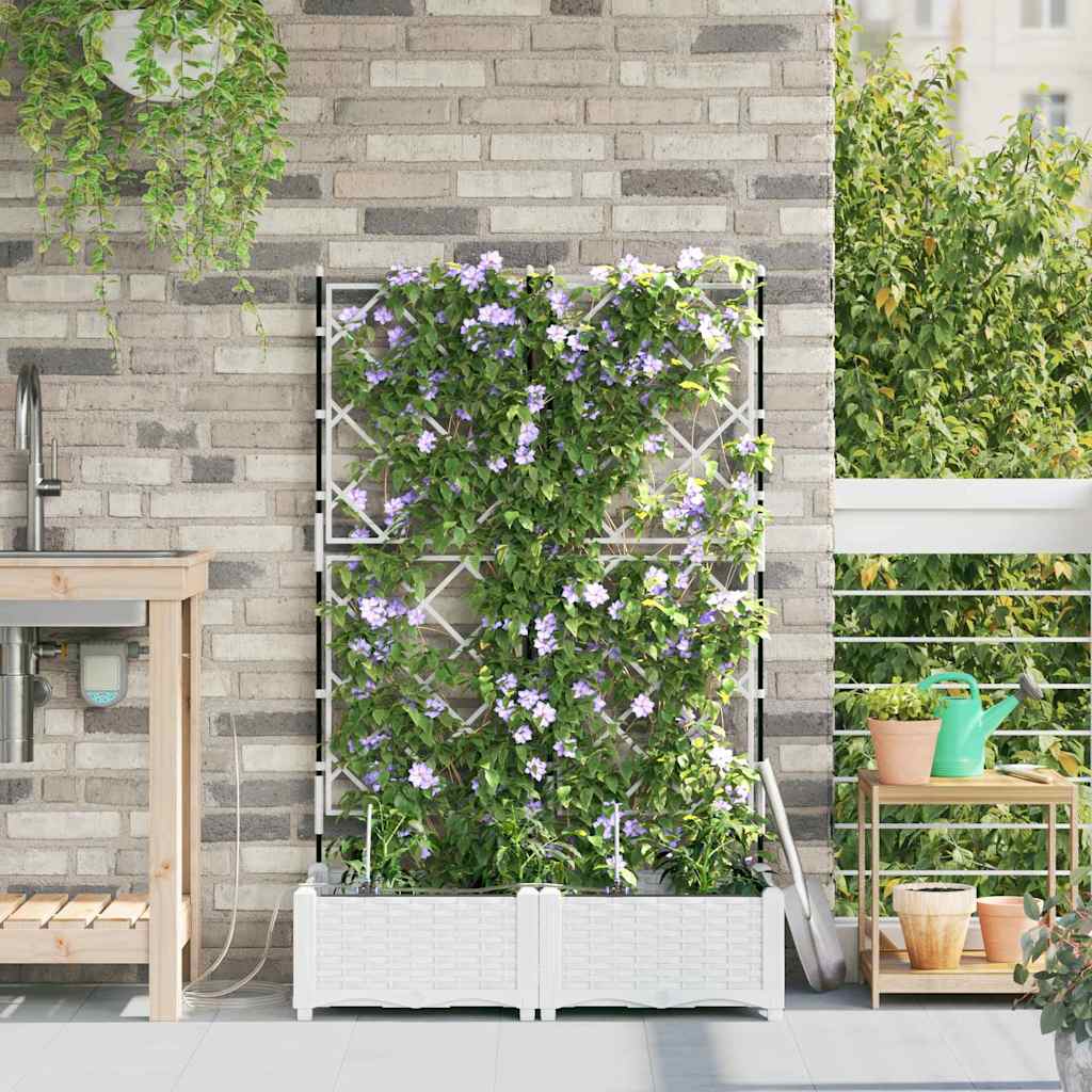 Vaso da giardino 2 pz Bianco 80 x 40 x 126 cm PP