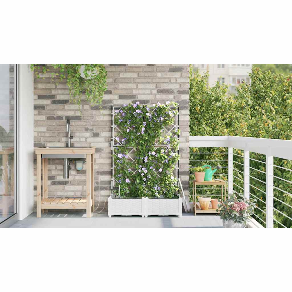 Vaso da giardino 2 pz Bianco 80 x 40 x 126 cm PP