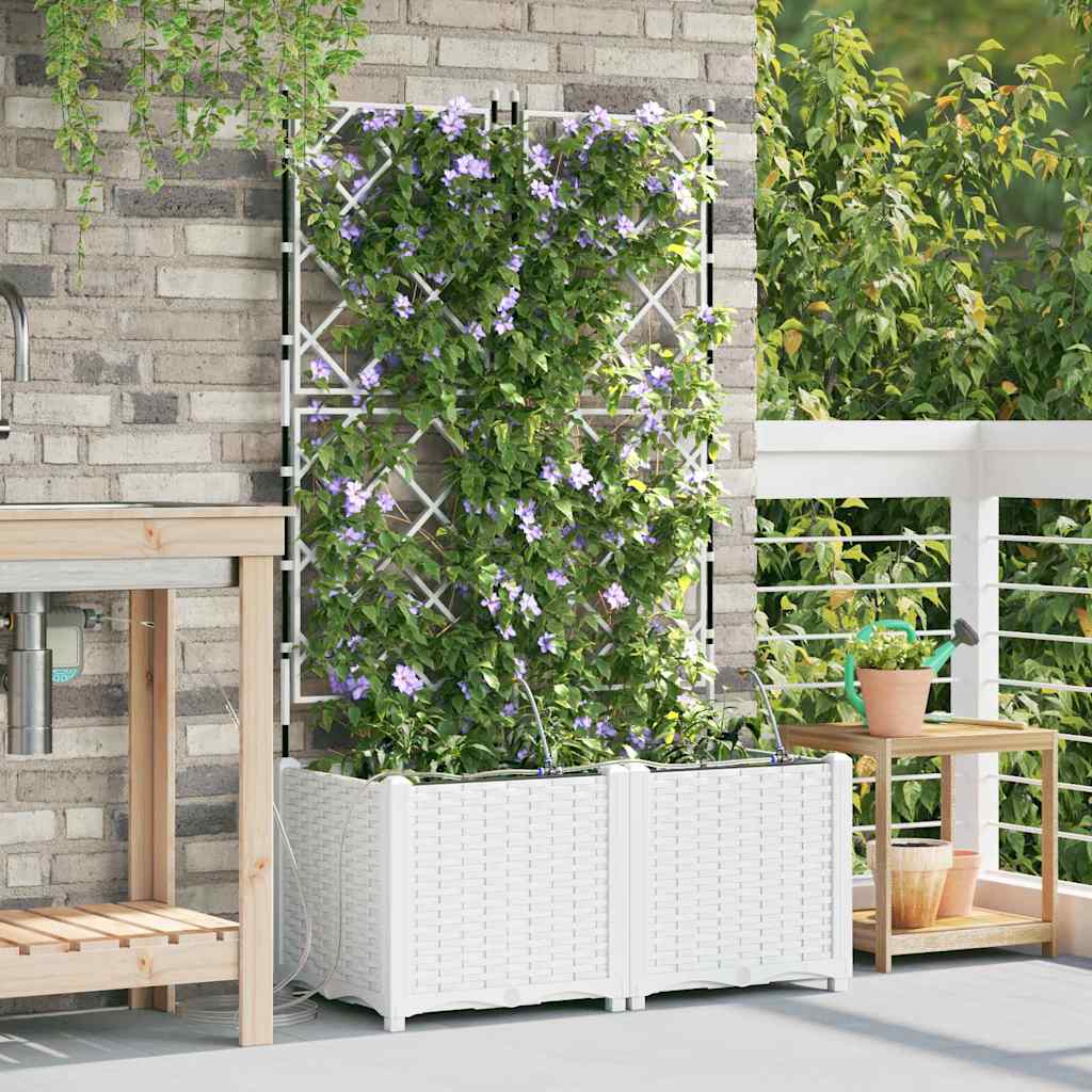 Vaso da giardino 2 pz Bianco 80 x 40 x 142 cm PP