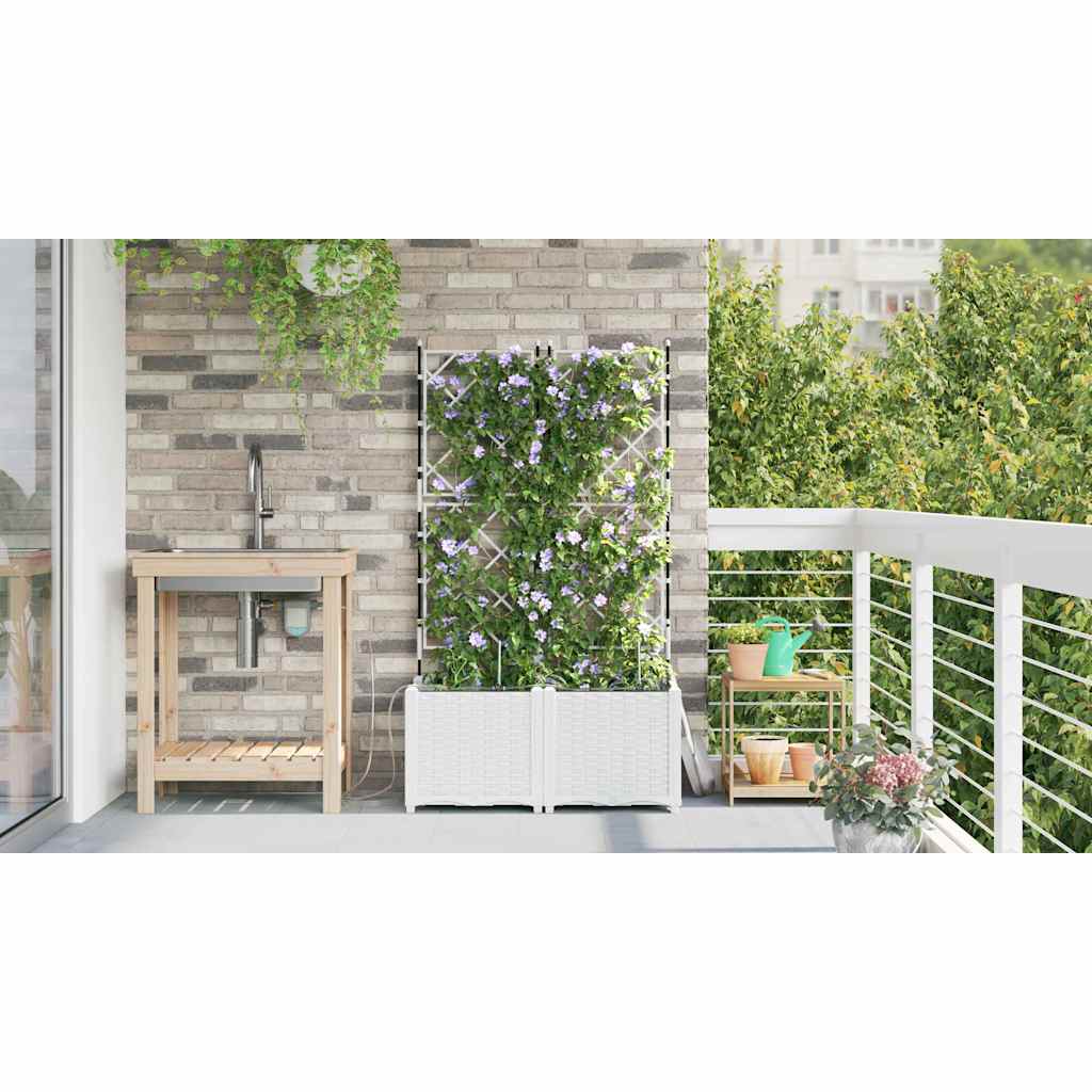 Vaso da giardino 2 pz Bianco 80 x 40 x 142 cm PP