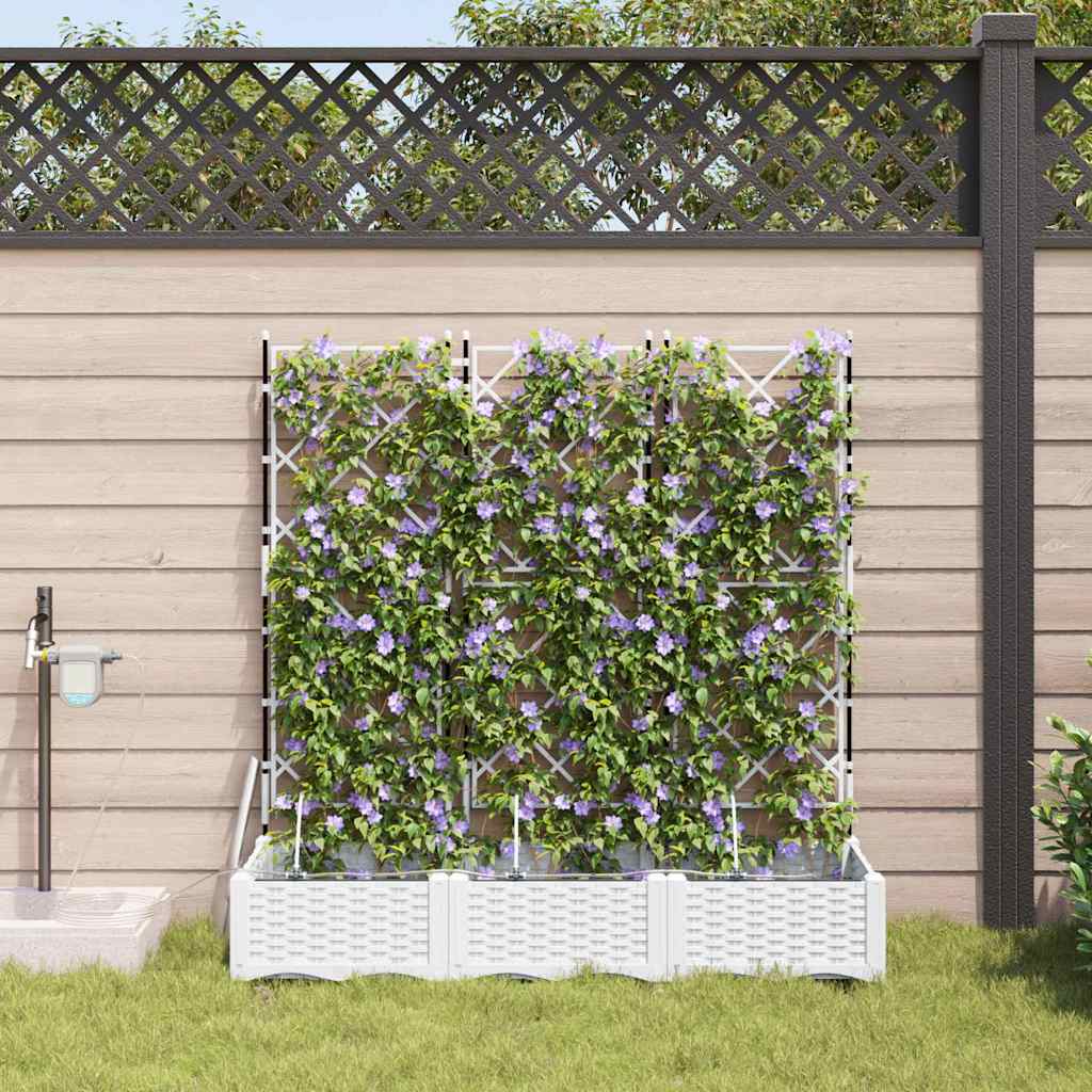 Vaso da giardino 3 pz Bianco 120 x 40 x 126 cm PP