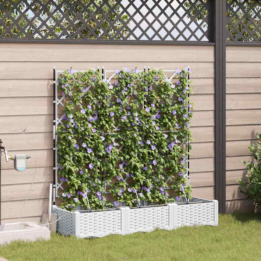 Vaso da giardino 3 pz Bianco 120 x 40 x 126 cm PP