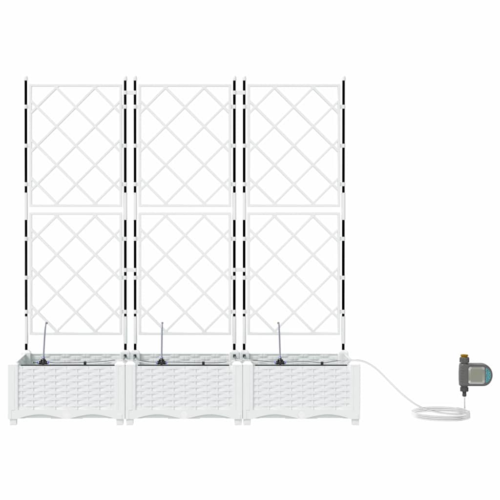 Vaso da giardino 3 pz Bianco 120 x 40 x 126 cm PP