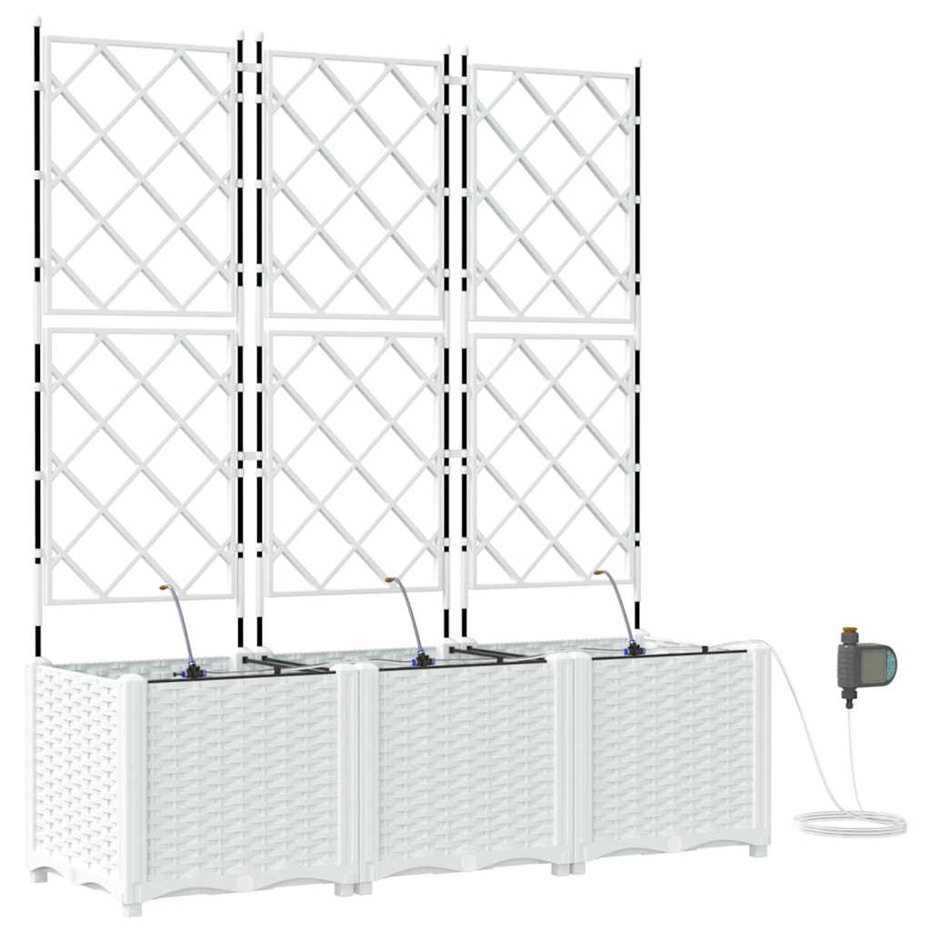 Vaso da giardino 3 pz Bianco 120 x 40 x 142 cm PP