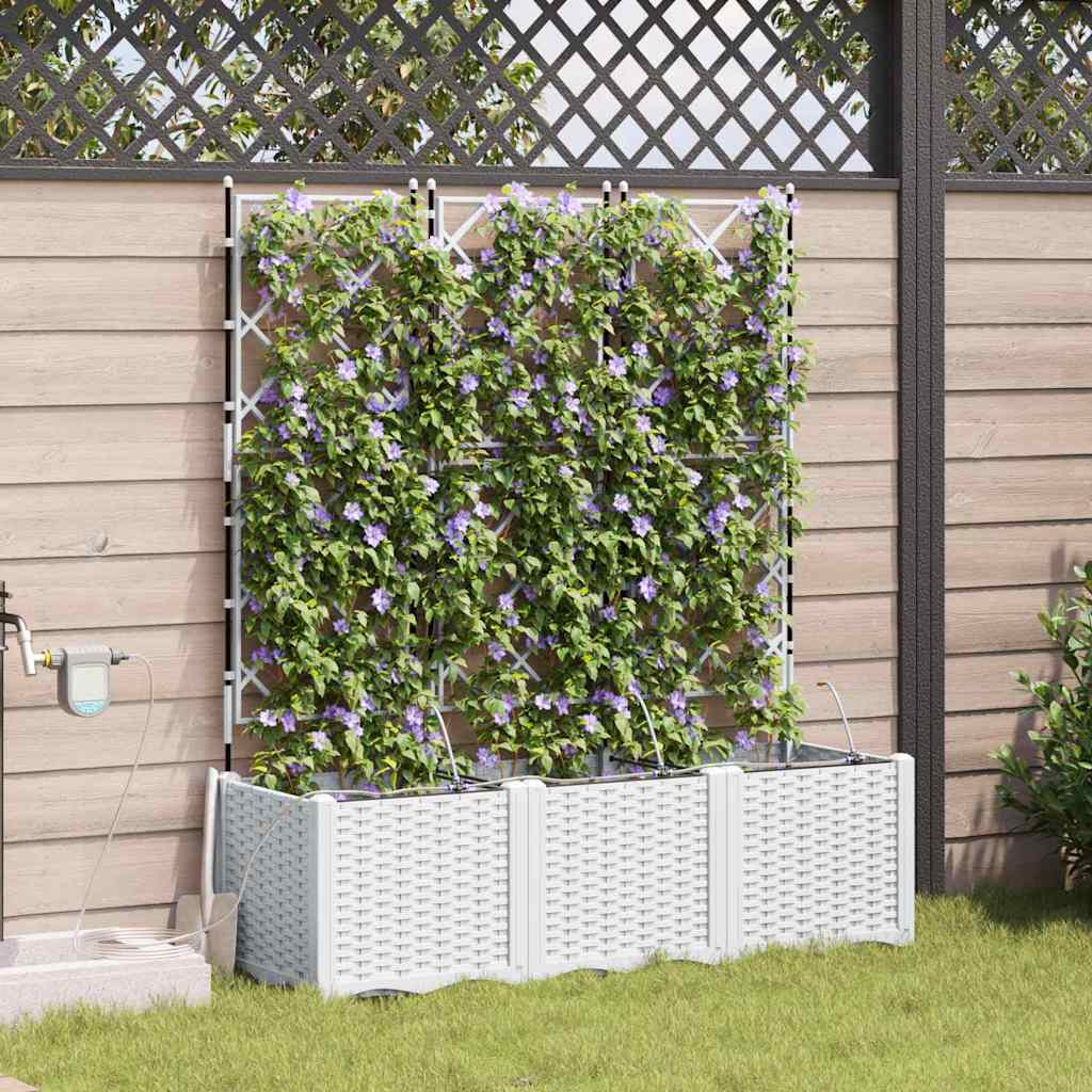 Vaso da giardino 3 pz Bianco 120 x 40 x 142 cm PP