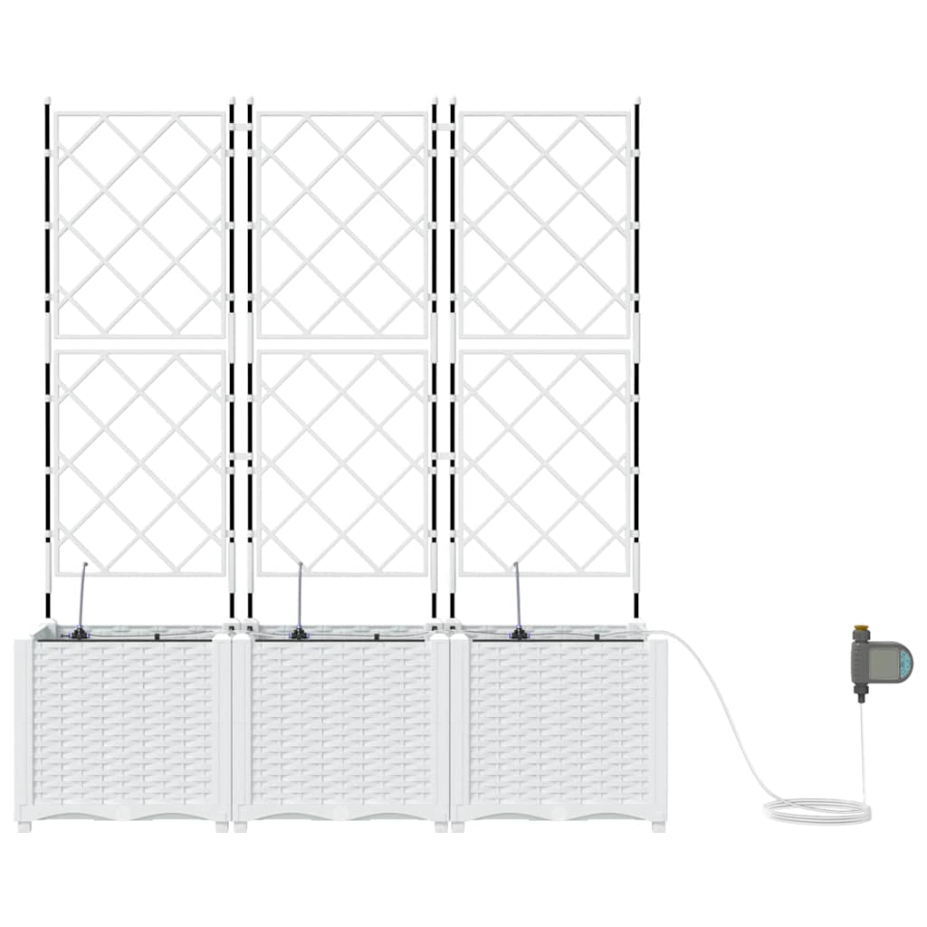 Vaso da giardino 3 pz Bianco 120 x 40 x 142 cm PP
