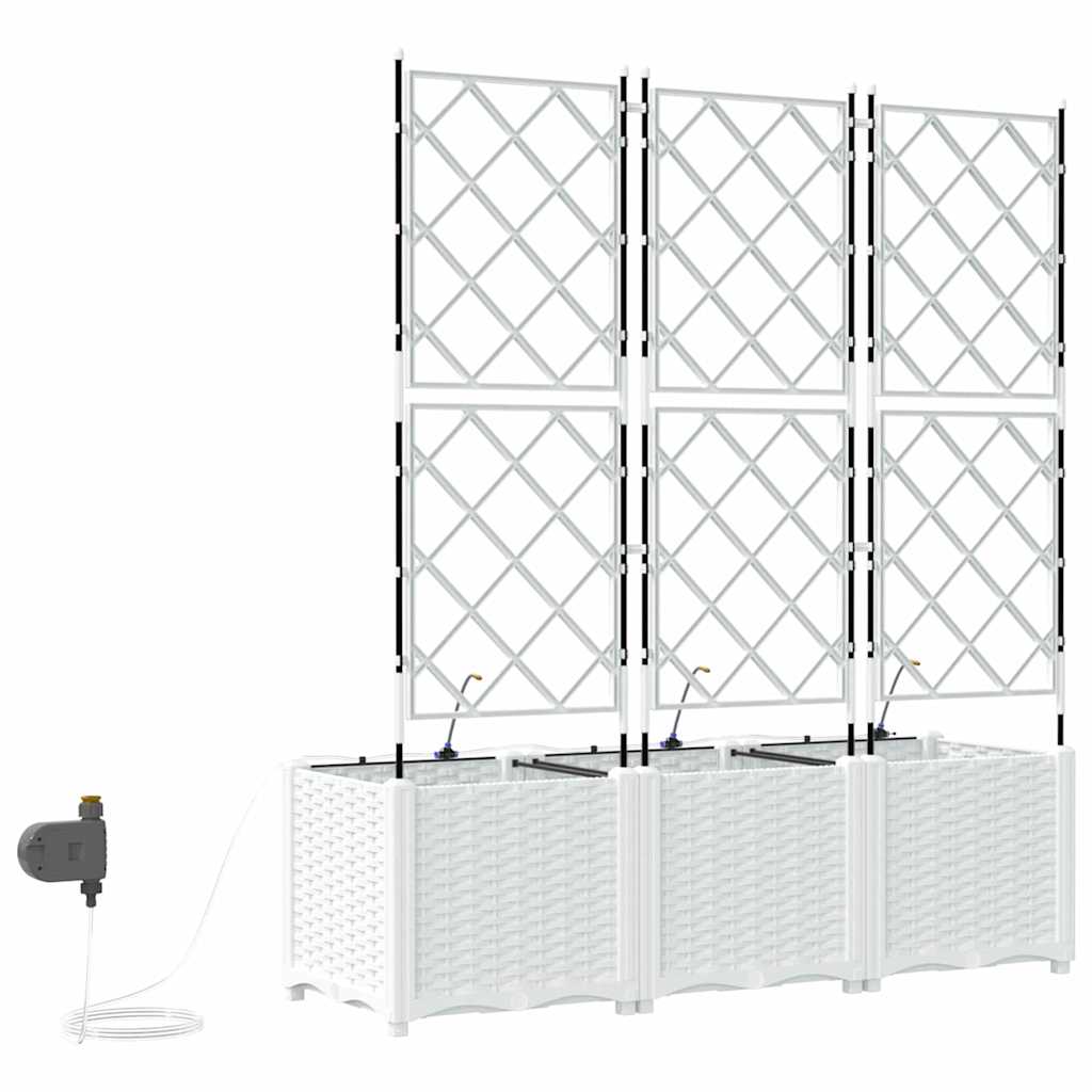 Vaso da giardino 3 pz Bianco 120 x 40 x 142 cm PP