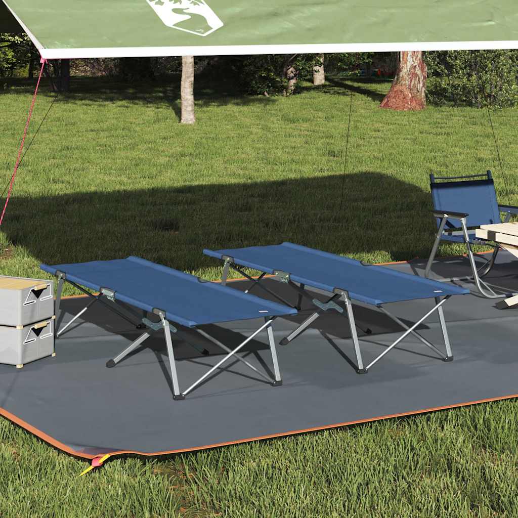 Letto da campeggio pieghevole 2 pz Blu 194 x 62,5 x 42,5 cm