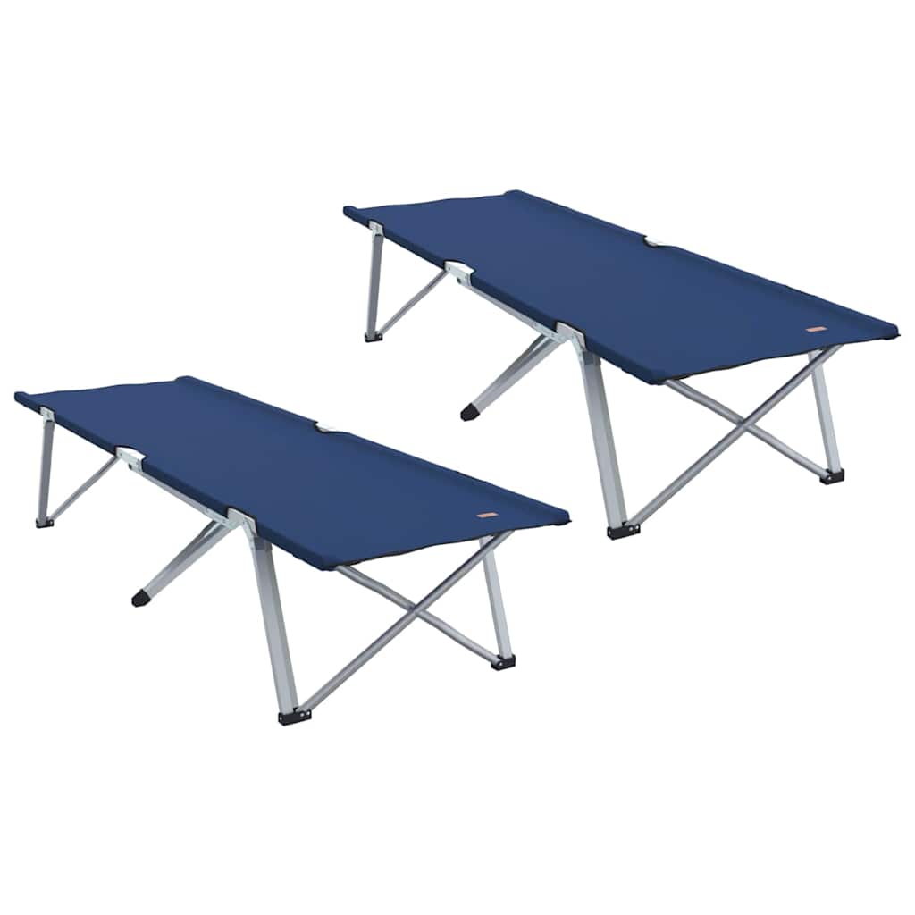 Letto da campeggio pieghevole 2 pz Blu 194 x 62,5 x 42,5 cm