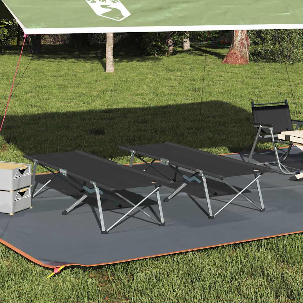 Letto da campeggio pieghevole 2 pz Nero 194 x 62,5 x 42,5 cm