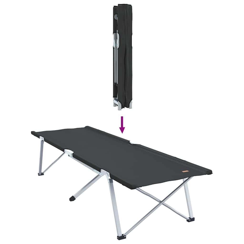 Letto da campeggio pieghevole 2 pz Nero 194 x 62,5 x 42,5 cm