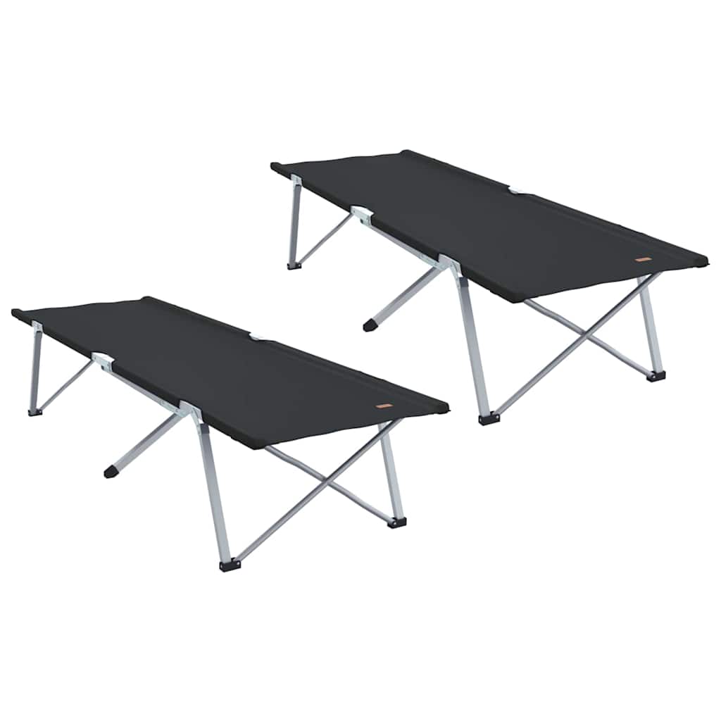 Letto da campeggio pieghevole 2 pz Nero 194 x 62,5 x 42,5 cm