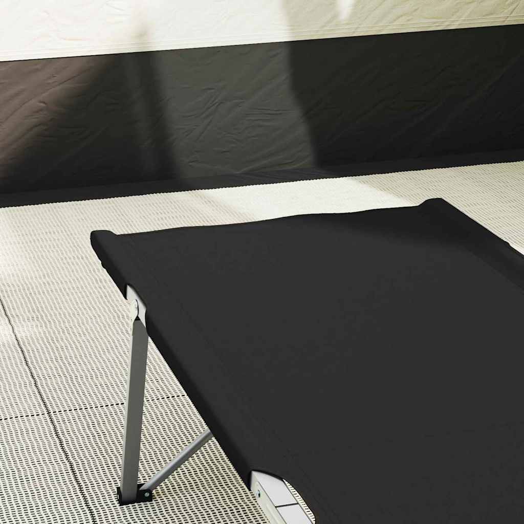 Letto da campeggio pieghevole 2 pz Nero 194 x 62,5 x 42,5 cm