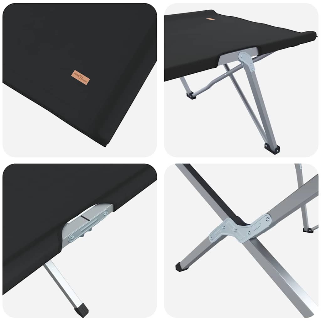 Letto da campeggio pieghevole 2 pz Nero 194 x 62,5 x 42,5 cm