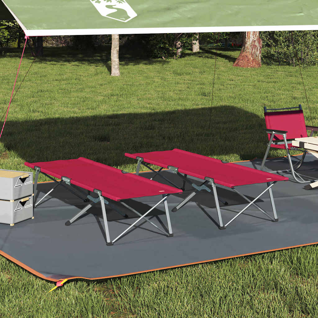 Letto da campeggio pieghevole 2 pz Rosso 194 x 62,5 x 42,5 cm
