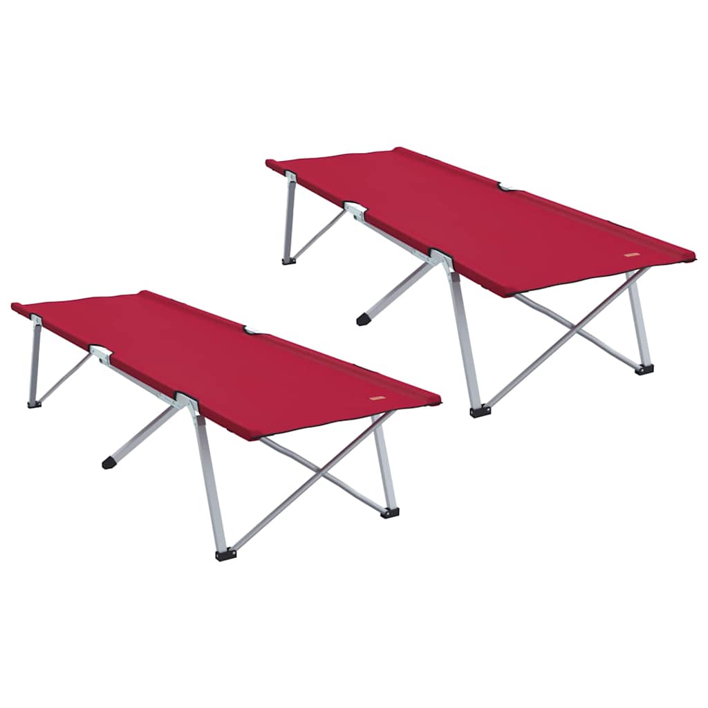 Letto da campeggio pieghevole 2 pz Rosso 194 x 62,5 x 42,5 cm