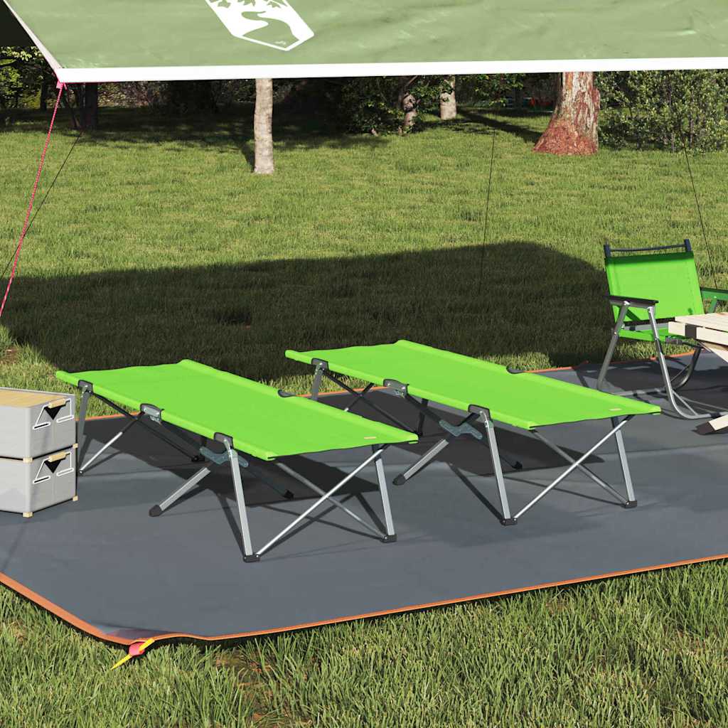 Letto da campeggio pieghevole 2 pz Verde 194 x 62,5 x 42,5 cm