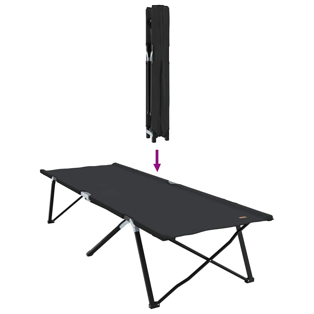 Letto da campeggio pieghevole 2 pz Nero 206 x 76 x 74 cm