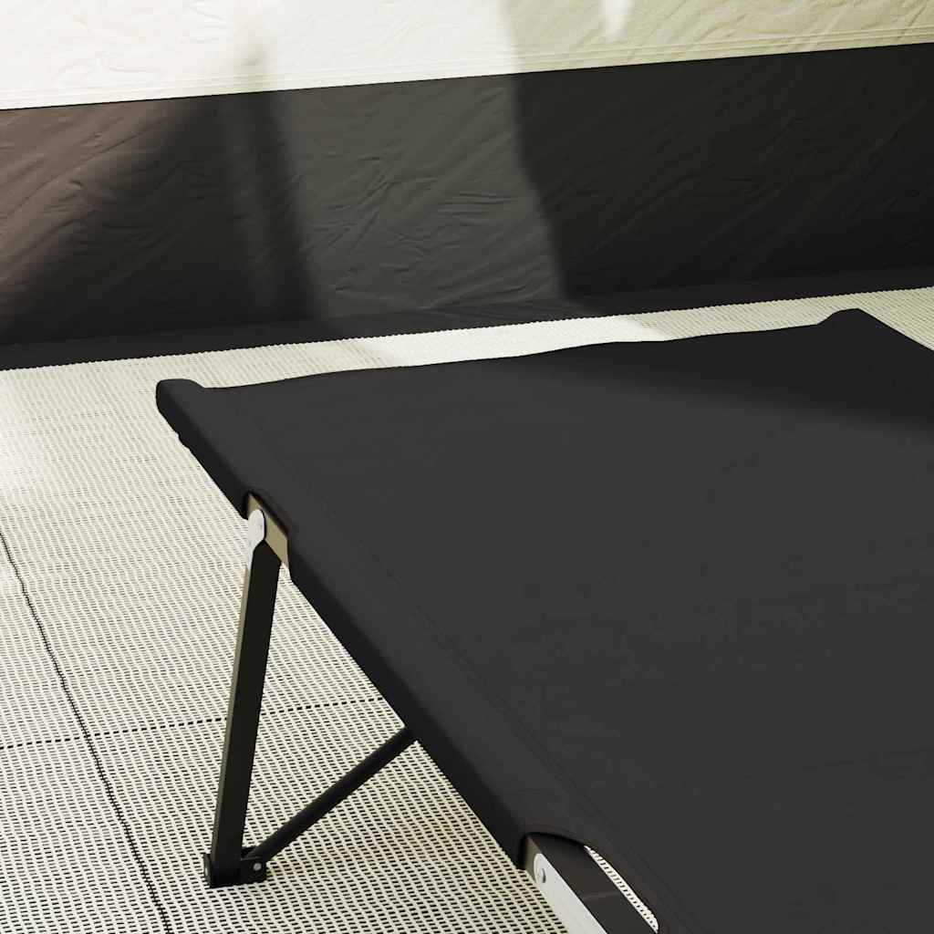 Letto da campeggio pieghevole 2 pz Nero 206 x 76 x 74 cm