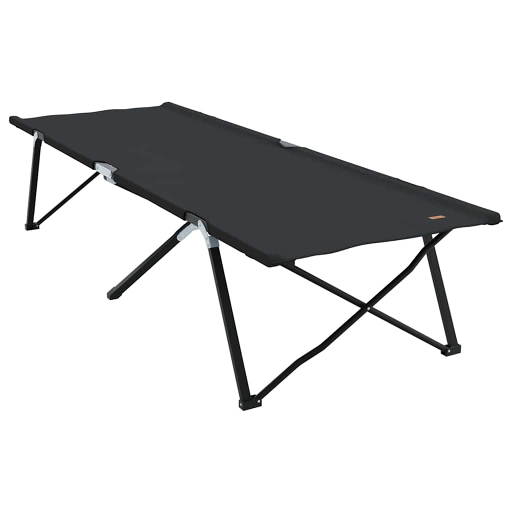 Letto da campeggio pieghevole 2 pz Nero 206 x 76 x 74 cm