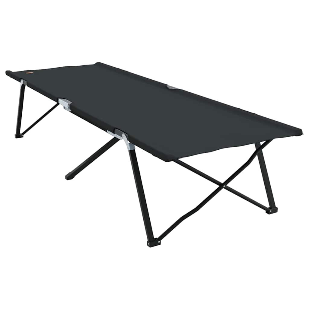 Letto da campeggio pieghevole 2 pz Nero 206 x 76 x 74 cm