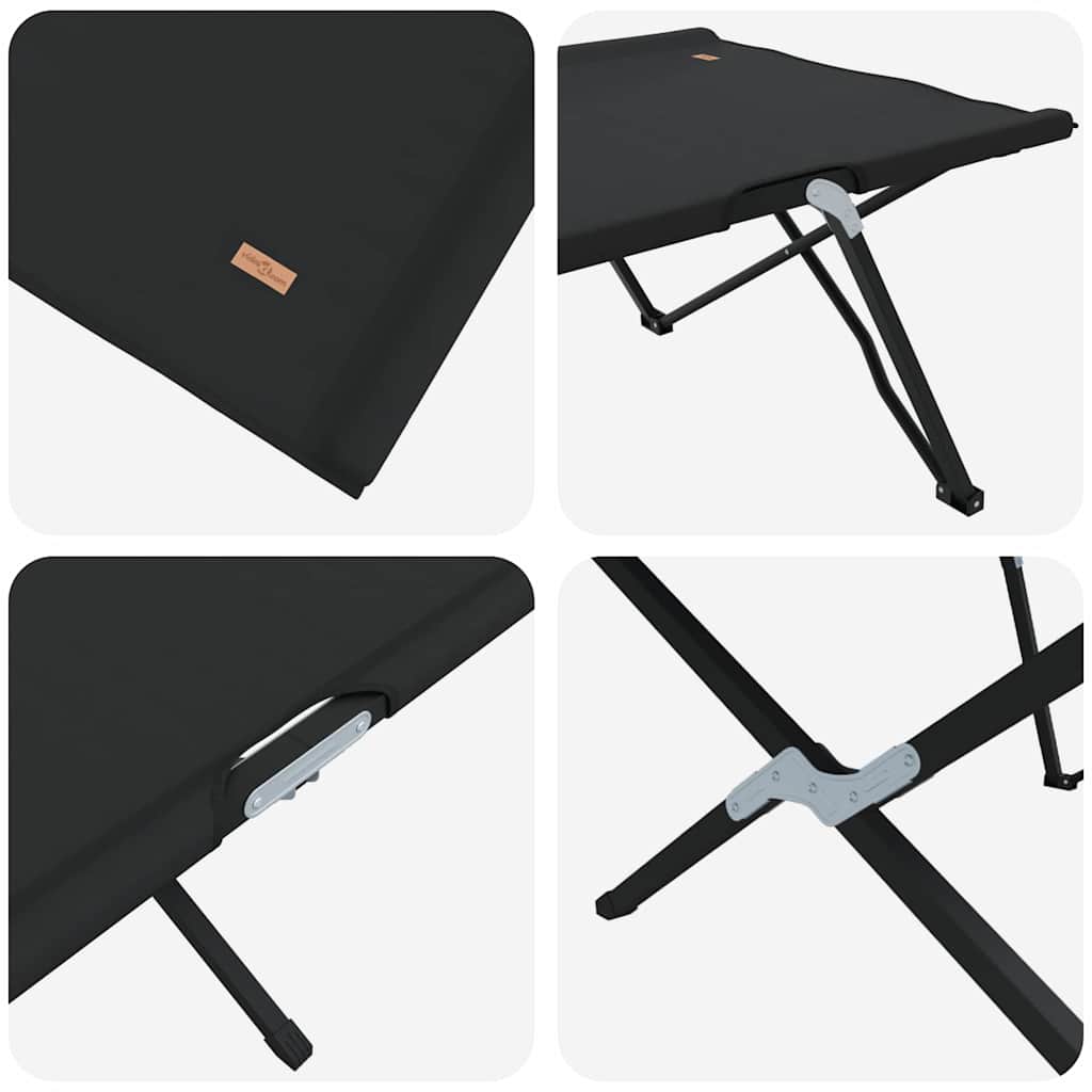 Letto da campeggio pieghevole 2 pz Nero 206 x 76 x 74 cm