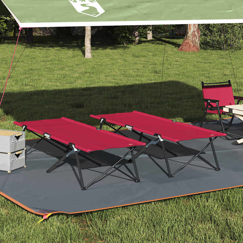 Letto da campeggio pieghevole 2 pz Rosso 206 x 76 x 74 cm