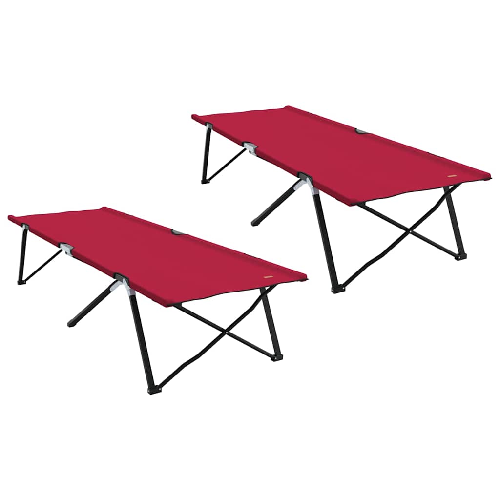 Letto da campeggio pieghevole 2 pz Rosso 206 x 76 x 74 cm