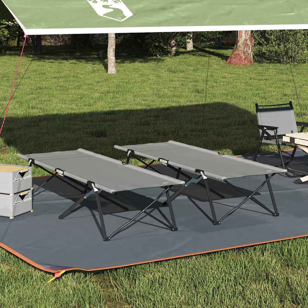 Letto da campeggio pieghevole 2 pz Grigio 206 x 76 x 74 cm