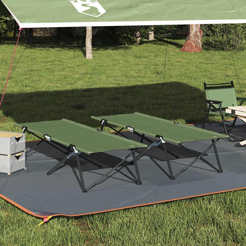 Letto da campeggio pieghevole 2 pz Verde 206 x 76 x 74 cm