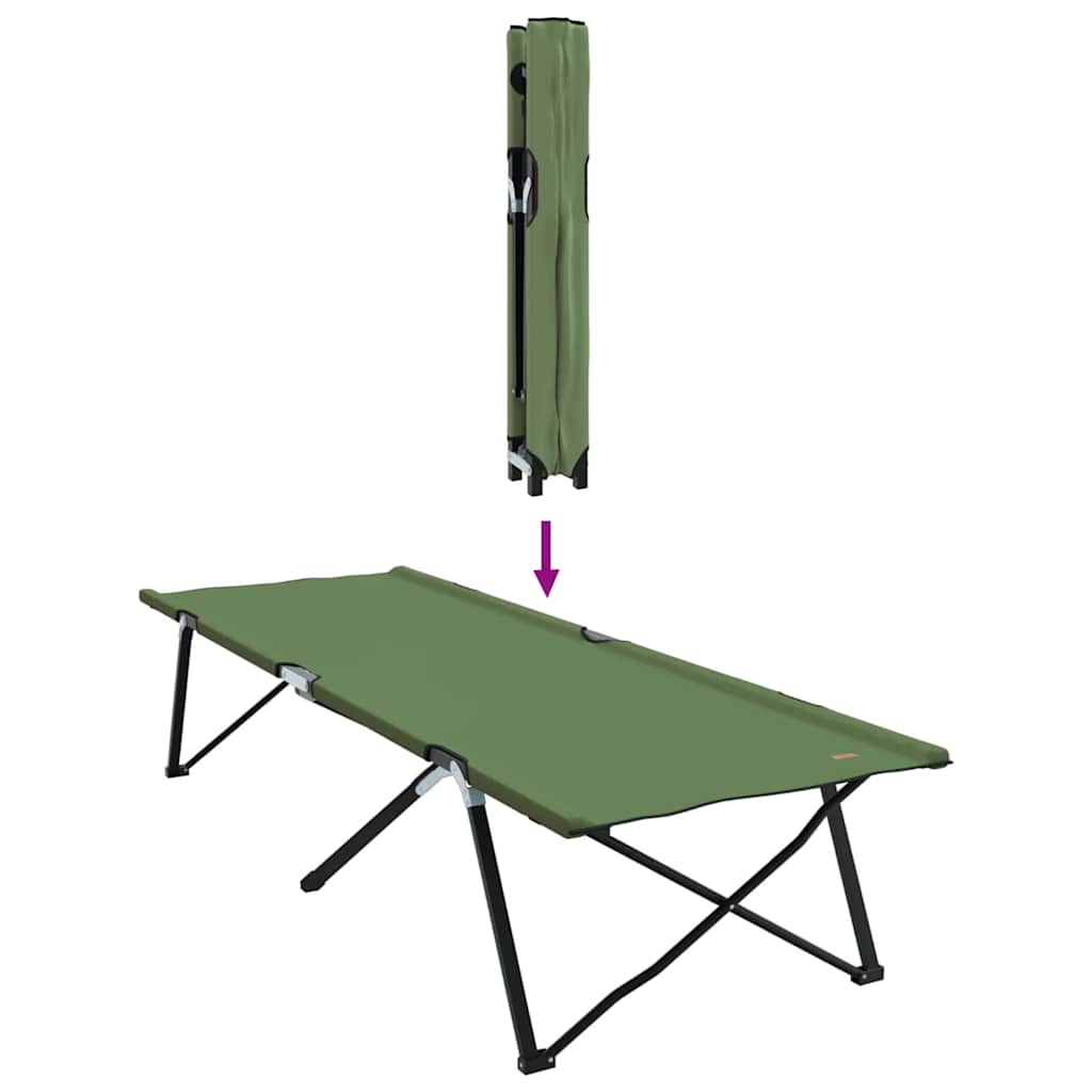 Letto da campeggio pieghevole 2 pz Verde 206 x 76 x 74 cm