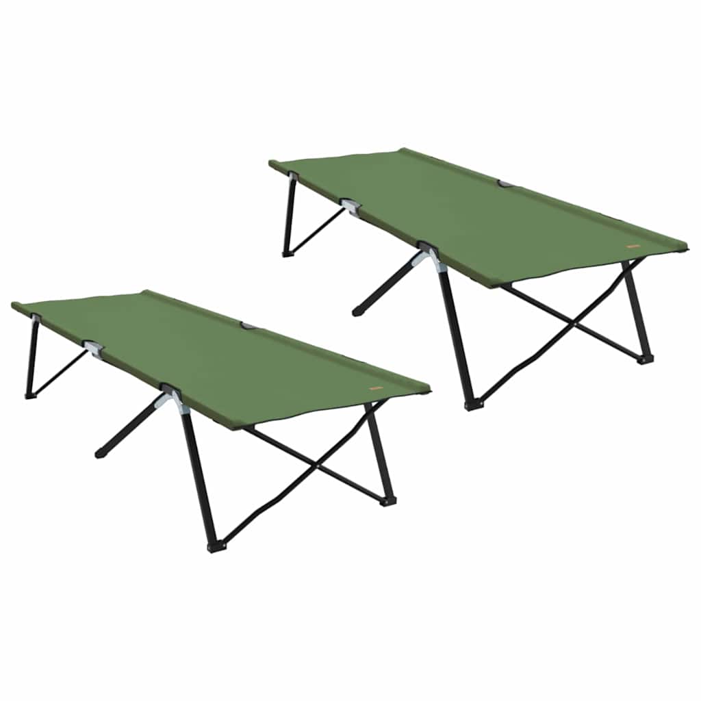 Letto da campeggio pieghevole 2 pz Verde 206 x 76 x 74 cm