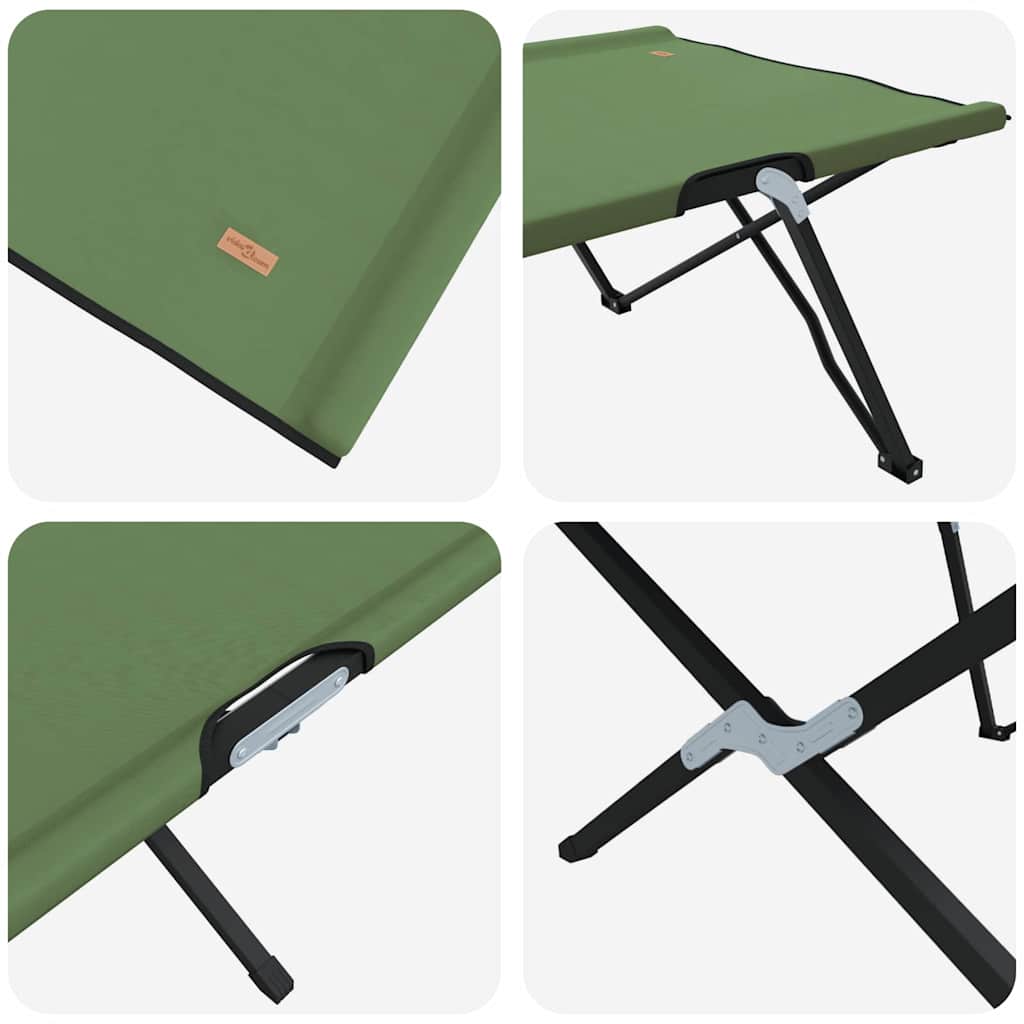 Letto da campeggio pieghevole 2 pz Verde 206 x 76 x 74 cm