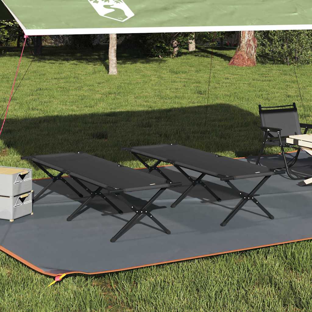 Letto da campeggio pieghevole 2 pz Nero 193 x 69 x 45 cm
