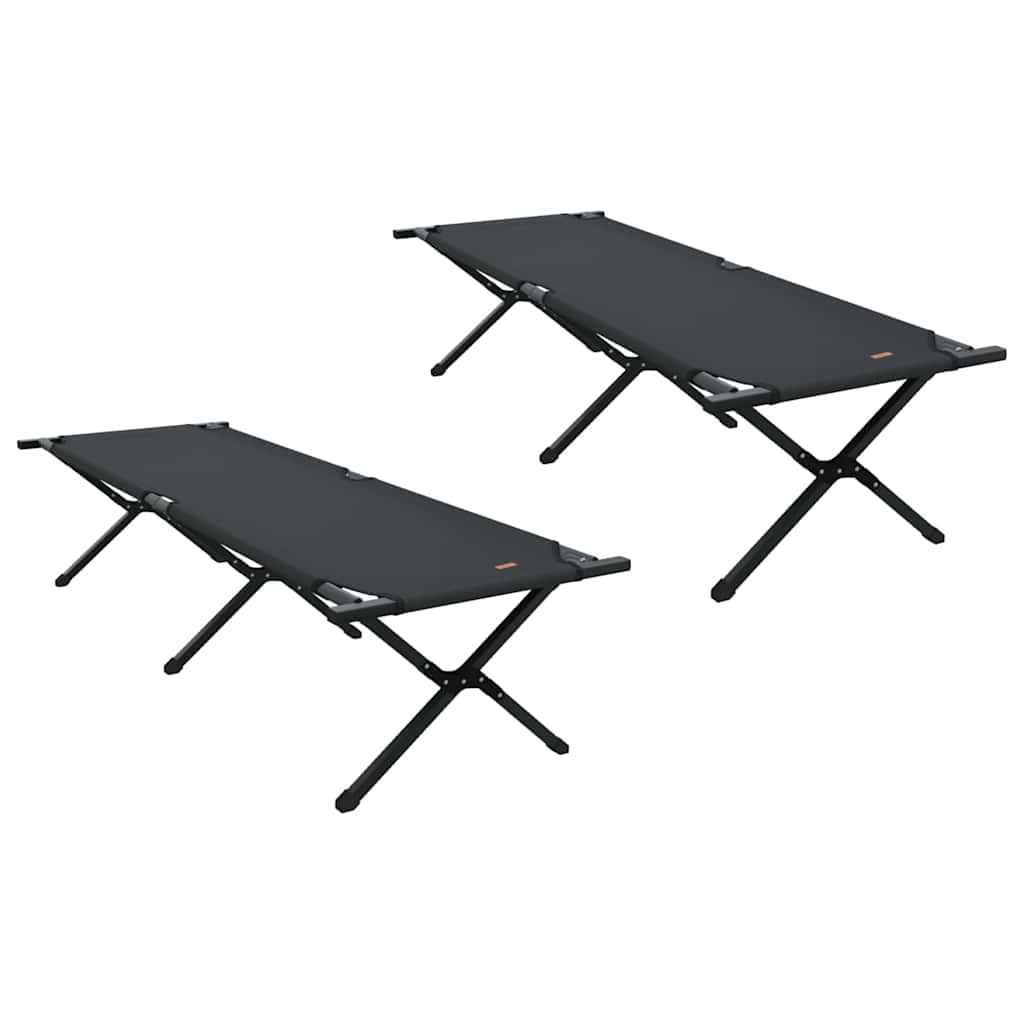 Letto da campeggio pieghevole 2 pz Nero 193 x 69 x 45 cm