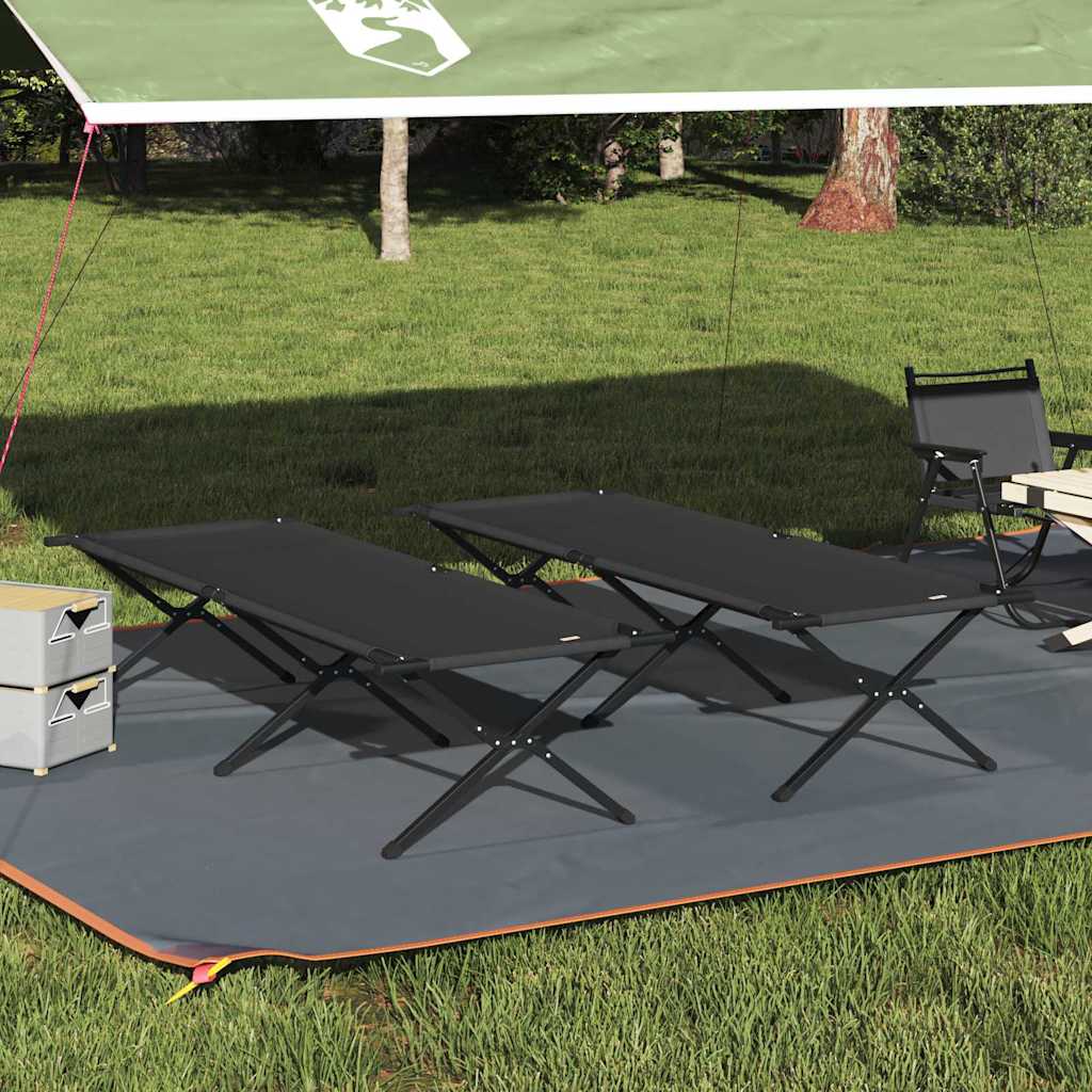 Letto da campeggio pieghevole 2 pz Nero 210 x 80 x 46 cm