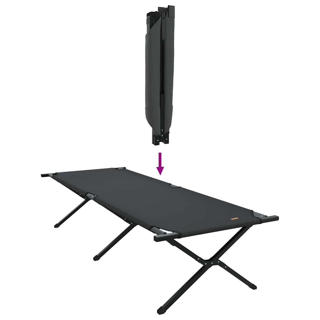 Letto da campeggio pieghevole 2 pz Nero 210 x 80 x 46 cm