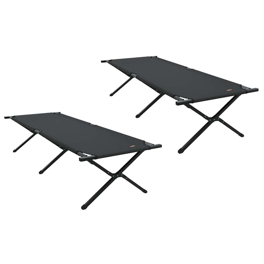 Letto da campeggio pieghevole 2 pz Nero 210 x 80 x 46 cm