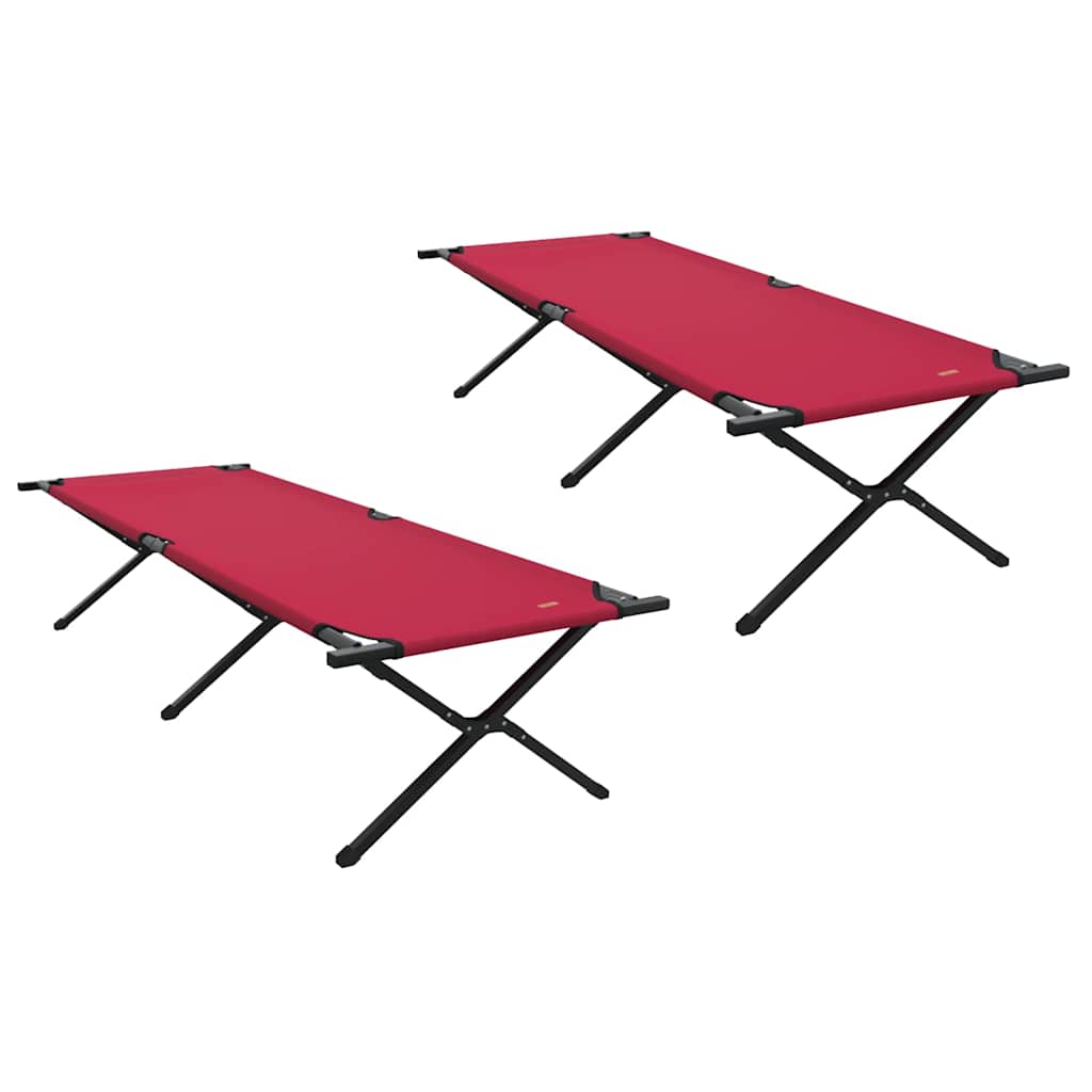 Letto da campeggio pieghevole 2 pz Rosso 210 x 80 x 46 cm