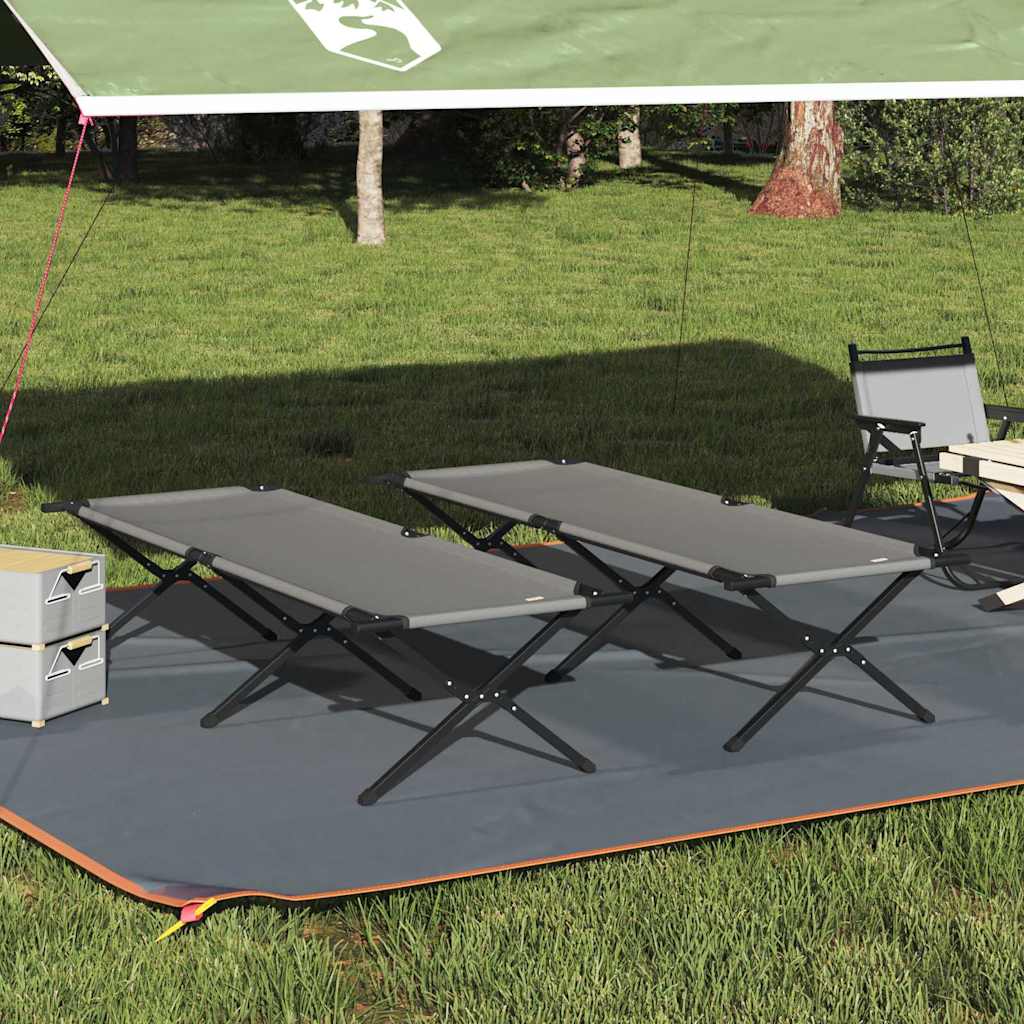 Letto da campeggio pieghevole 2 pz Grigio 210 x 80 x 46 cm