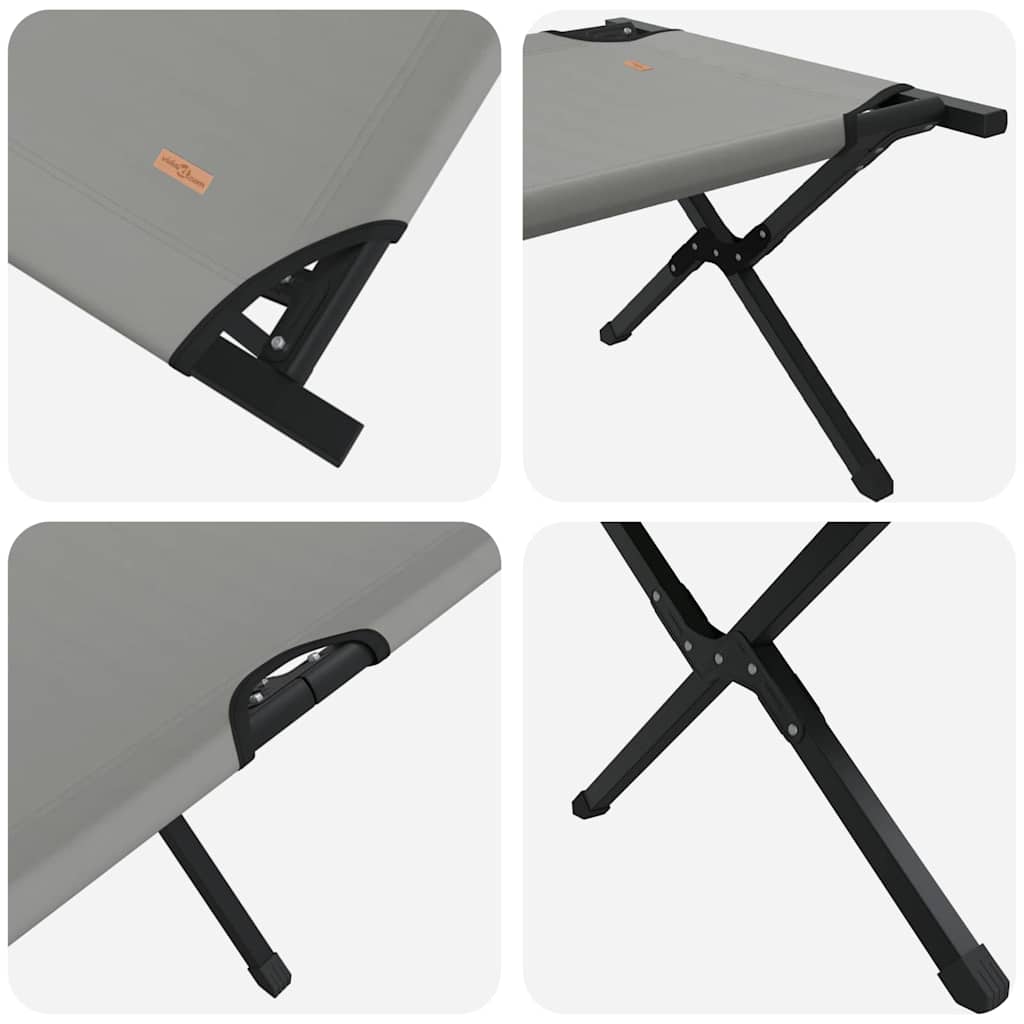 Letto da campeggio pieghevole 2 pz Grigio 210 x 80 x 46 cm