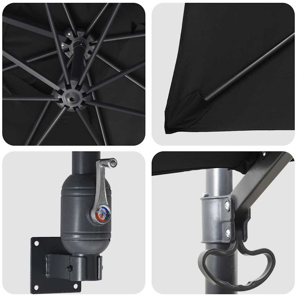 Ombrello da giardino Nero 248,5 x 247,5 x 160 cm