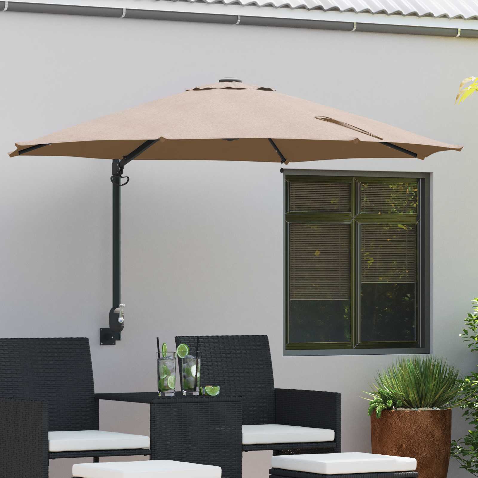 Ombrello da giardino 248 x 248 x 148 cm Poliestere e Acciaio
