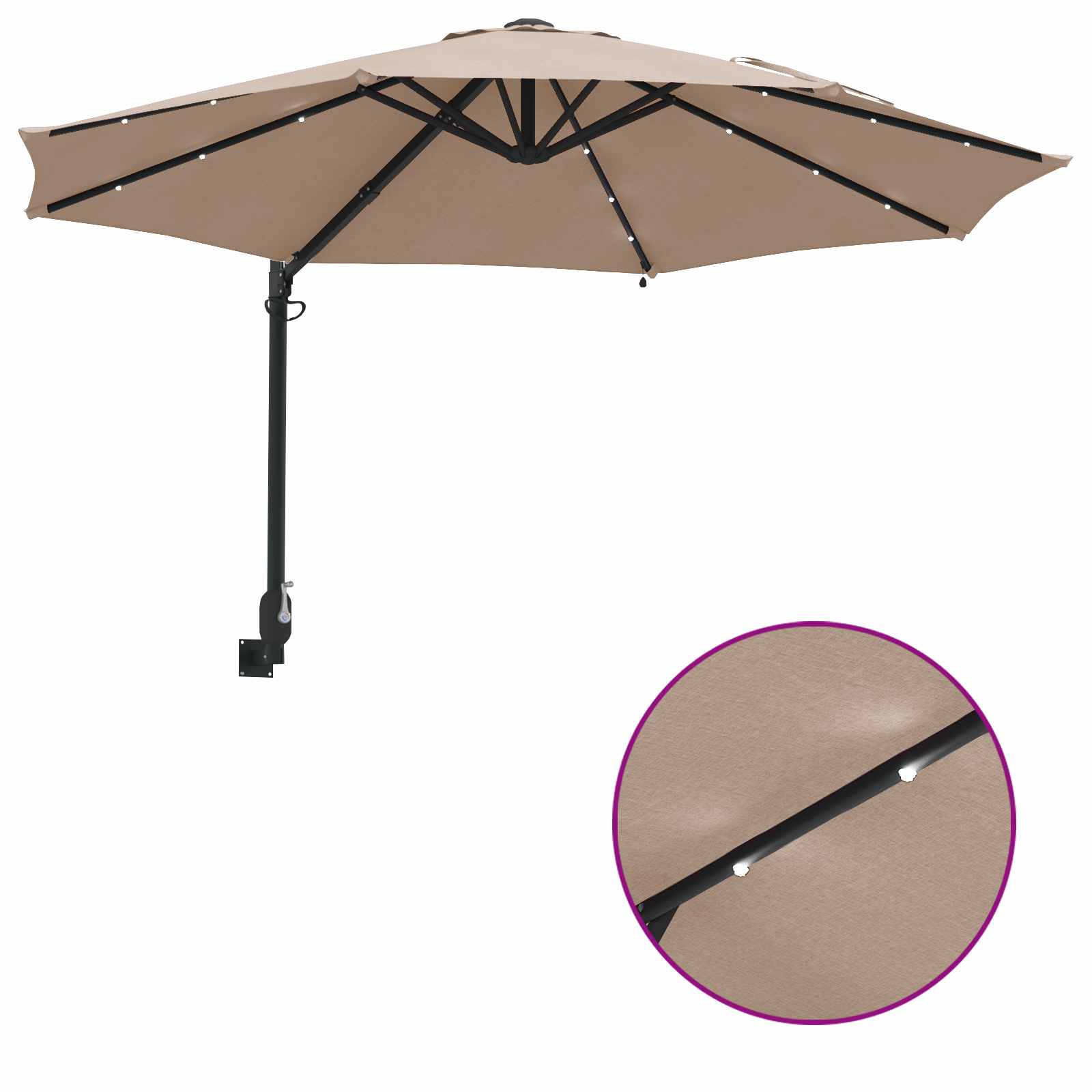 Ombrello da giardino 248 x 248 x 148 cm Poliestere e Acciaio