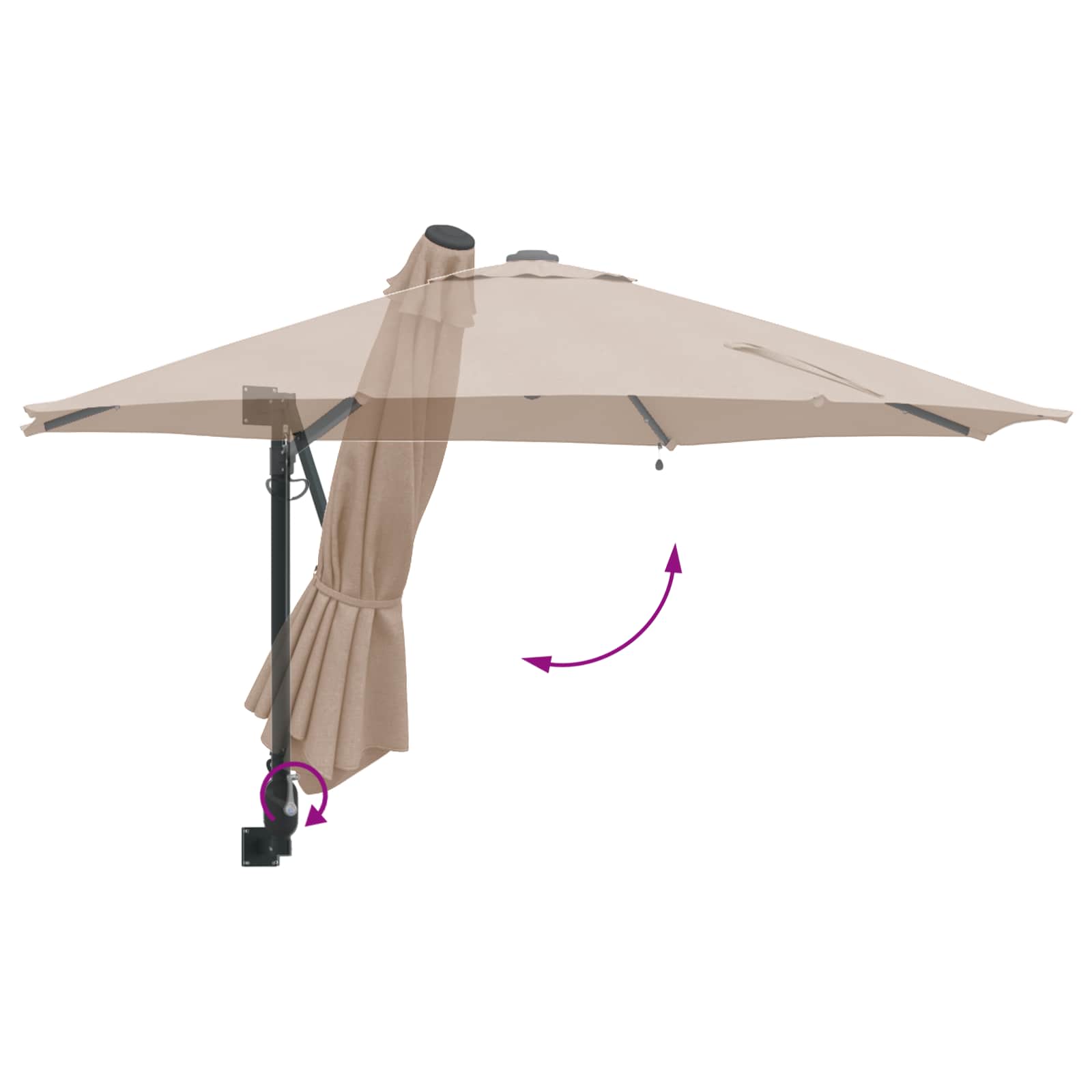 Ombrello da giardino 248 x 248 x 148 cm Poliestere e Acciaio