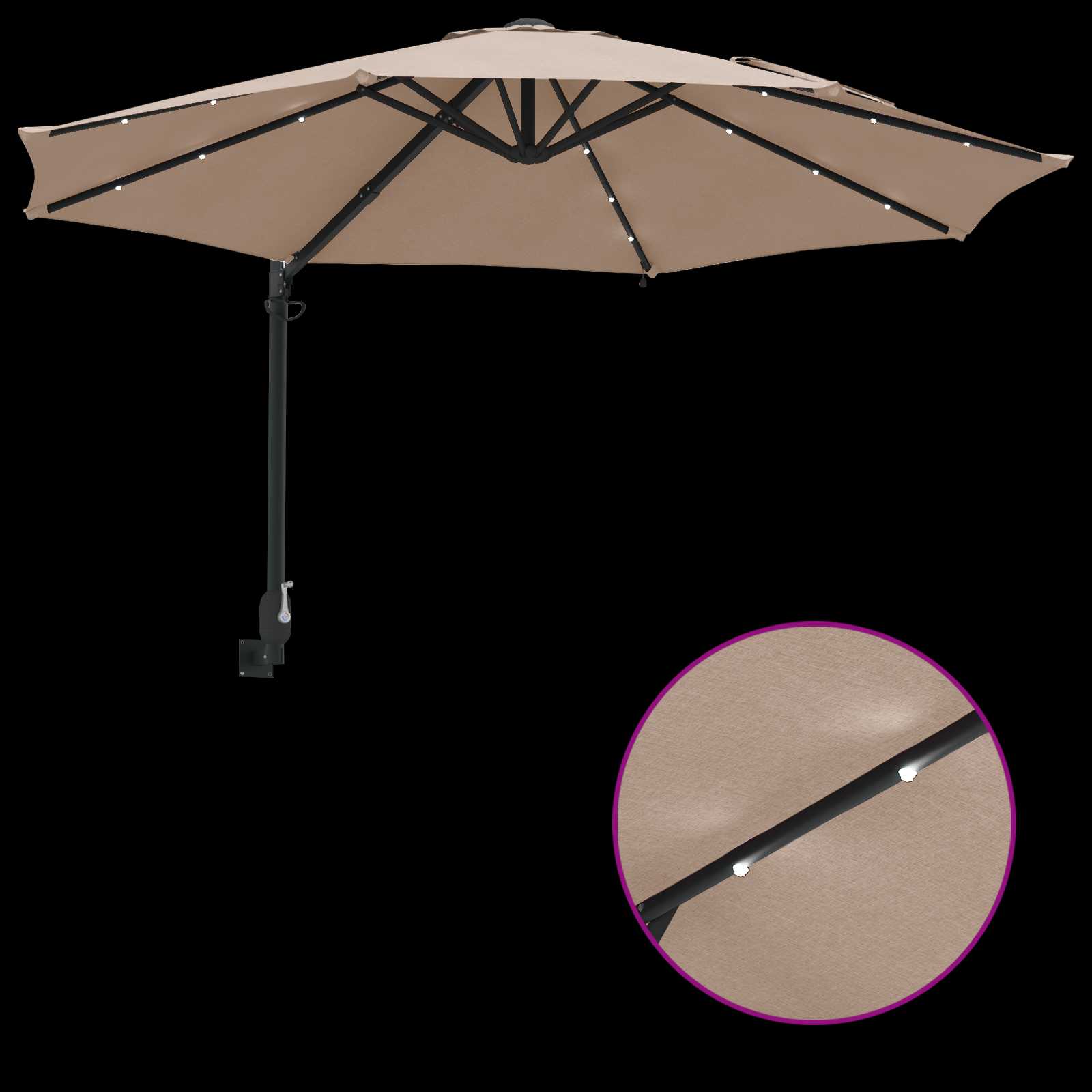 Ombrello da giardino 248 x 248 x 148 cm Poliestere e Acciaio