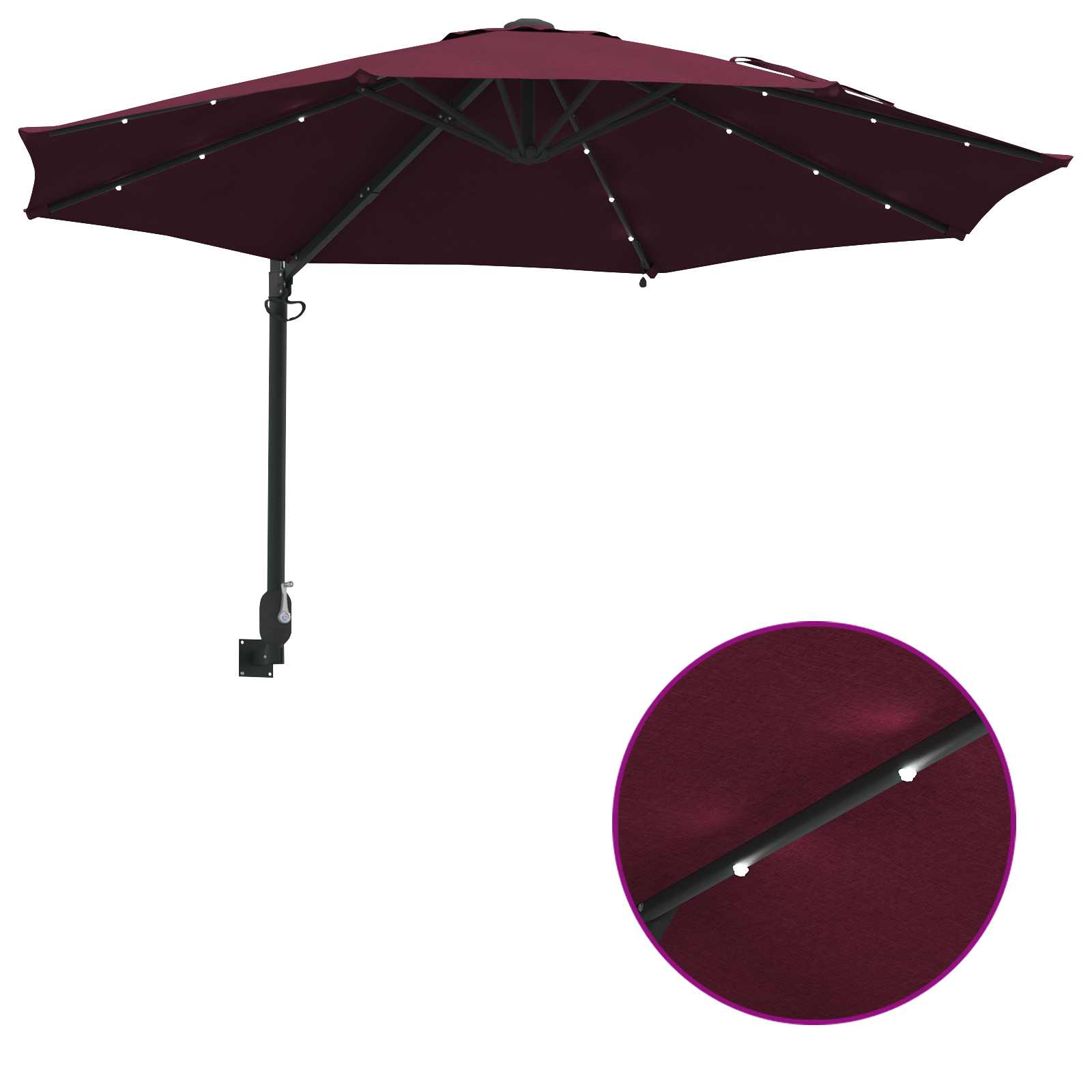 Ombrello da giardino 248 x 248 x 148 cm Poliestere e Acciaio