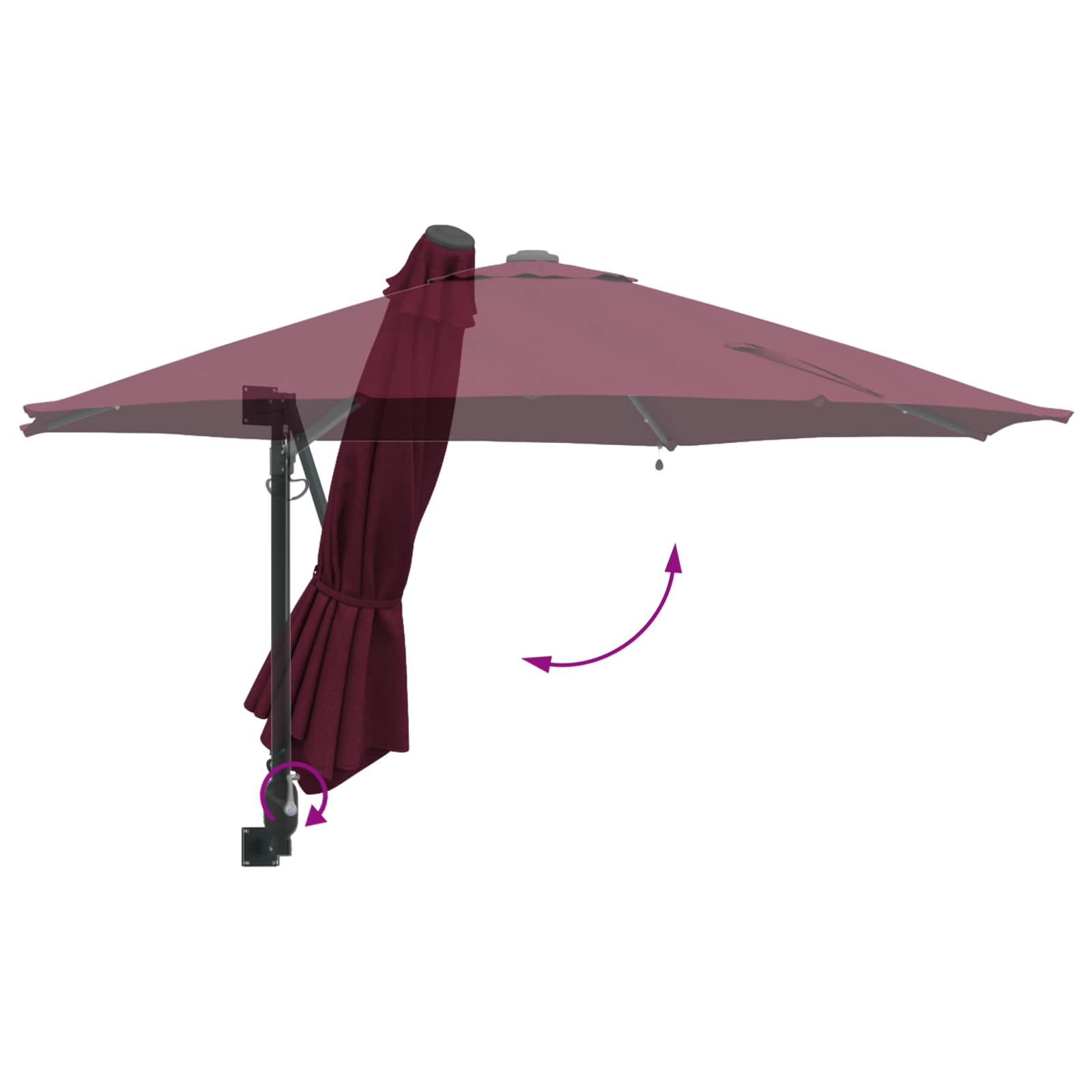 Ombrello da giardino 248 x 248 x 148 cm Poliestere e Acciaio